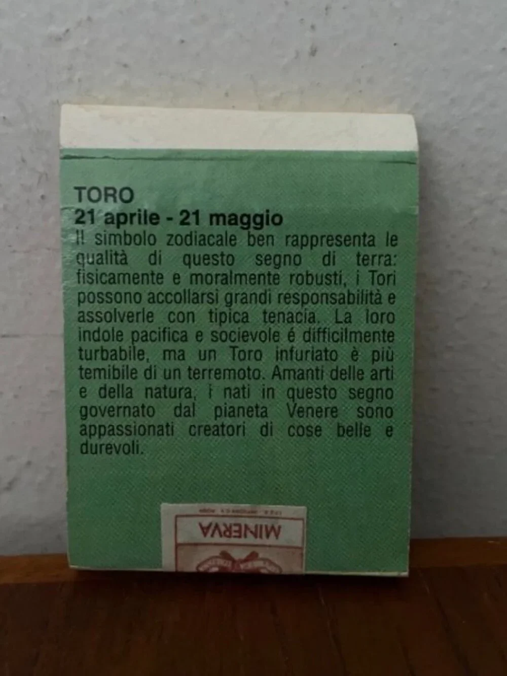 Vintage Minerva Italy Matchbook Zodiac Sign TORO Taurus Bull With Matches